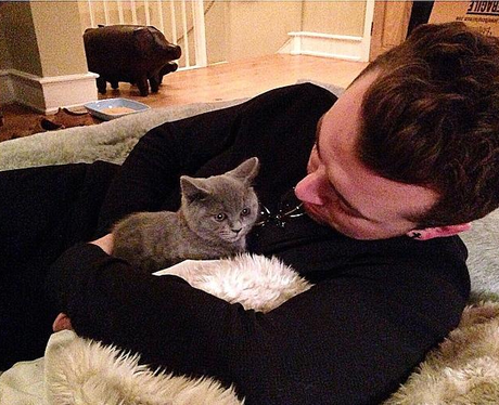 Sam Smith with a cat