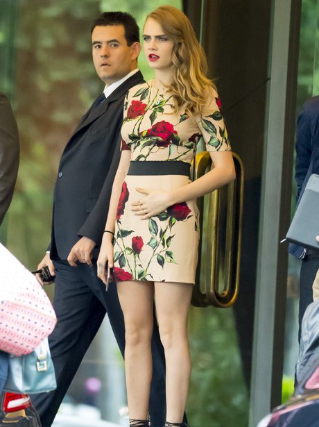 Cara Delevigne wears floral dress