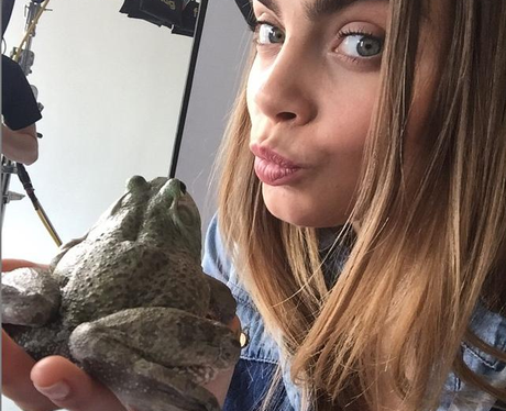 Cara Delevingne and a frog