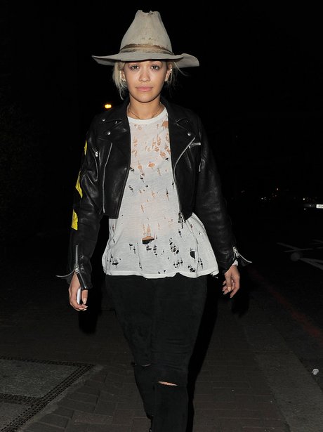 Rita Ora wearing a hat