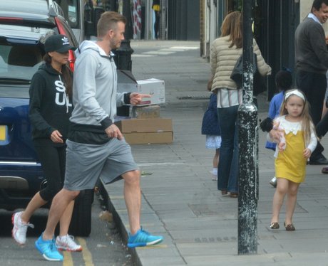 David and Victoria Beckham with Harper