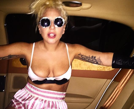 Lady Gaga wearing a bra