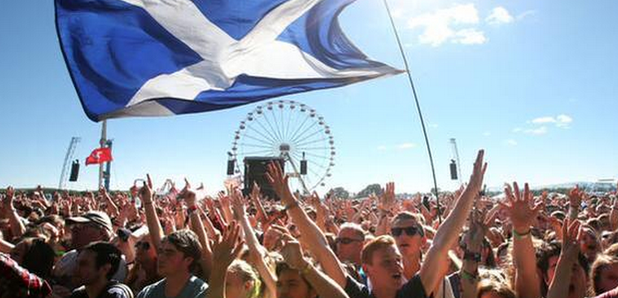 fans at T in the park with a Scotland flag