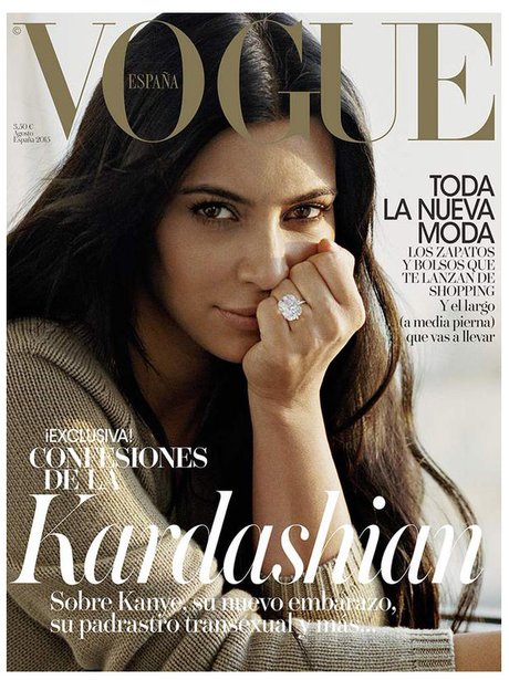 Kim Kardashian Vogue Spain 2015 No Make Up