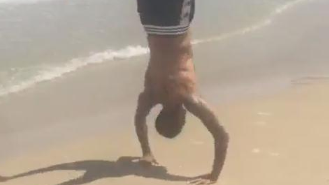 Chris Brown Beach Backflips Instagram