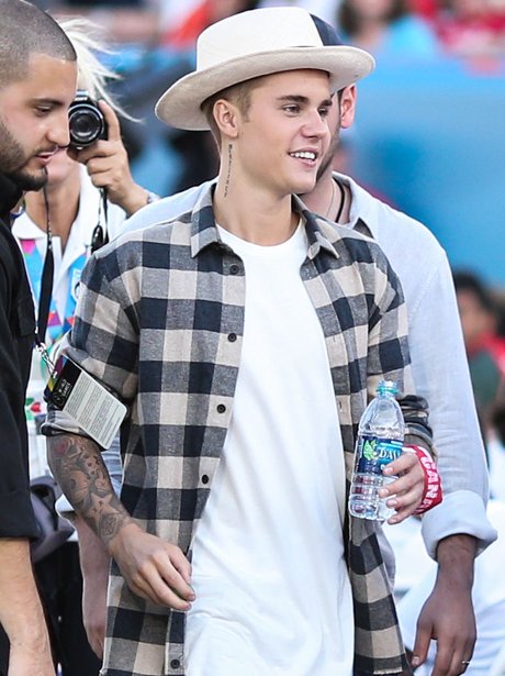 Justin Bieber wearing a checked shirt