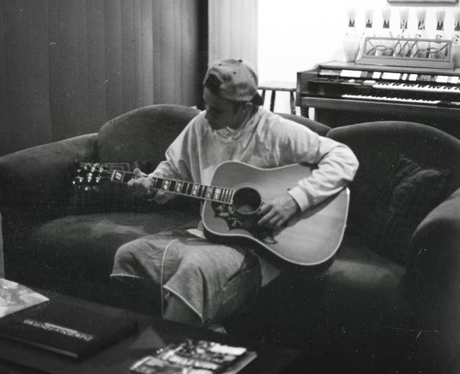 Justin Bieber playing guitar