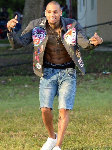 Chris Brown on set of new video