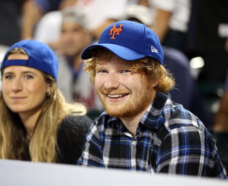 Ed Sheeran watching basketball