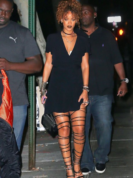 Rihanna in strapy heels