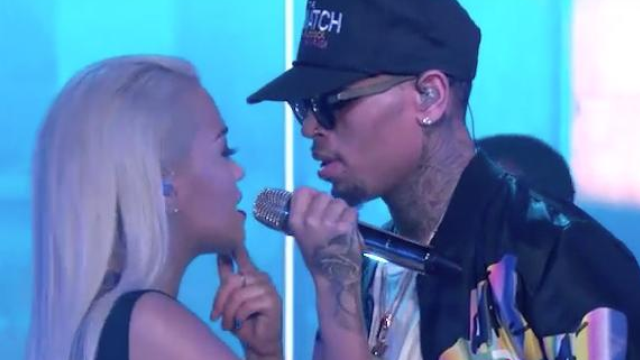 Rita Ora Chris Brown Jimmy Kimmel Live