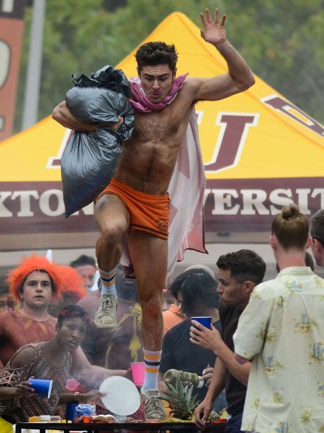 Zac Efron filming Neighbours 2