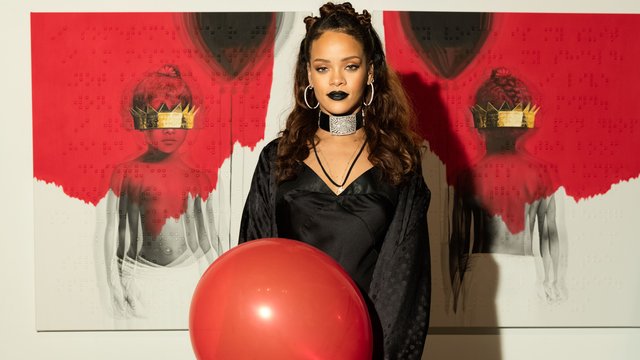 Rihanna at her album reveal 