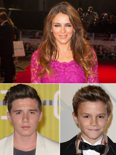 Liz Hurley and Beckham Boys