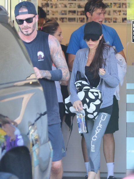 David and Victoria Beckham Working Out Exercise