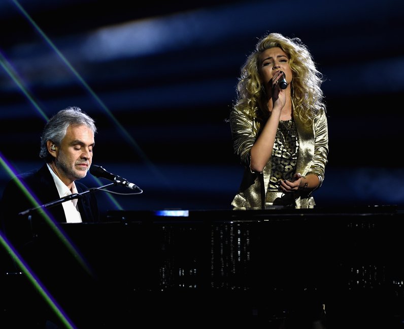 Tori Kelly performs with Andrea Bocelli MTV EMA's