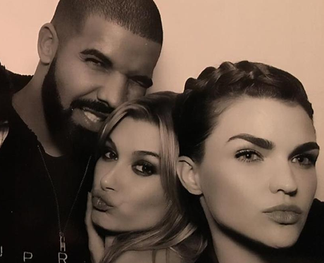 Drake, Hailey Baldwin and Ruby Rose