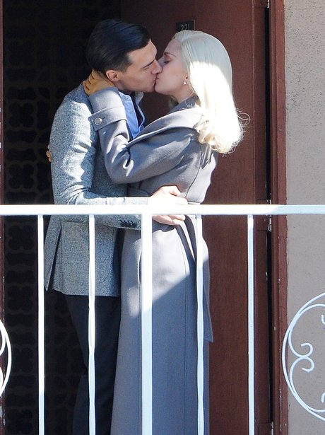 Lady Gaga American Horror Story: Hotel Kiss on set