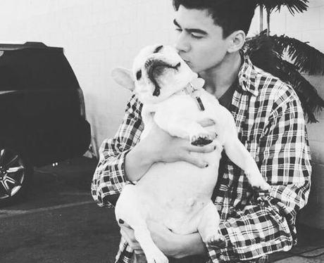 5SOS Calum Hood Cuddling Puppy Instagram