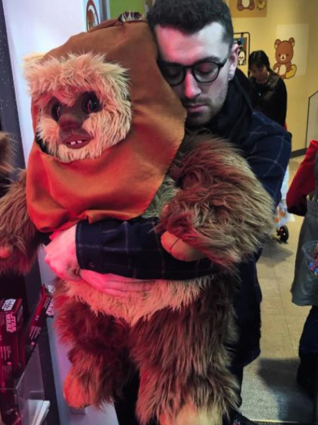 Sam Smith with an Ewok