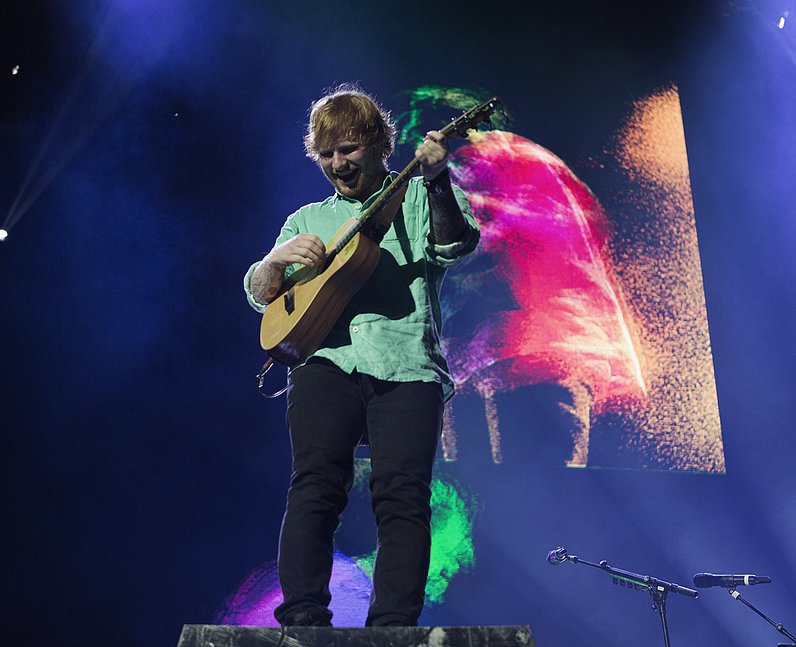 Ed Sheeran performing on his 'X Tour'