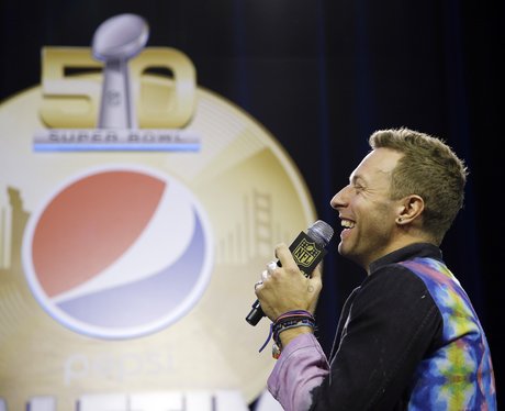 Chris Martin at the SuperBowl 2016 Press Conferenc