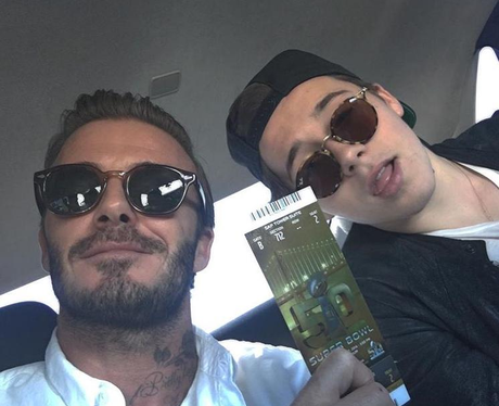 David and Brooklyn Beckham head to Super Bowl 2016