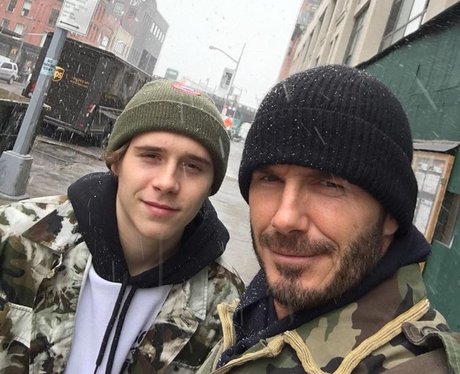 David Beckham poses with lookalike son, Brooklyn i