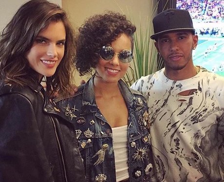 Lewis Hamilton poses with BFF's Alexandra Ambrosia
