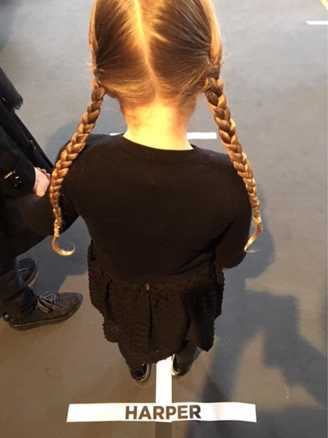 And the model line up is complete! Harper Beckham takes her place for the Victoria Beckham catwalk.
