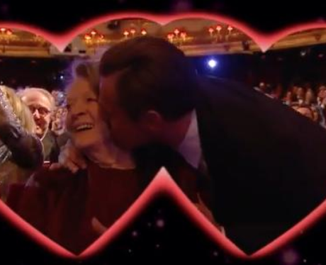 SPOTTED ON THE KISS CAM: Maggie Smith and Leonardo Kiss KISS at BAFTA's 2016.