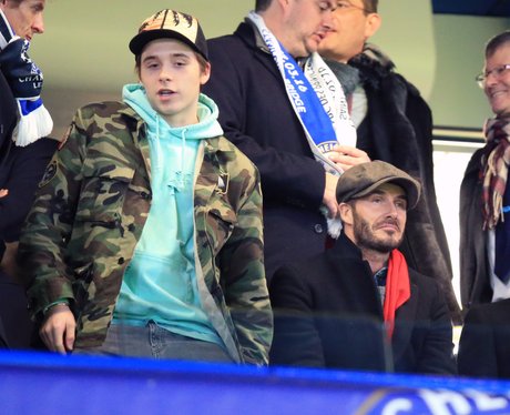 David Beckham and Brooklyn Beckham in the stands C