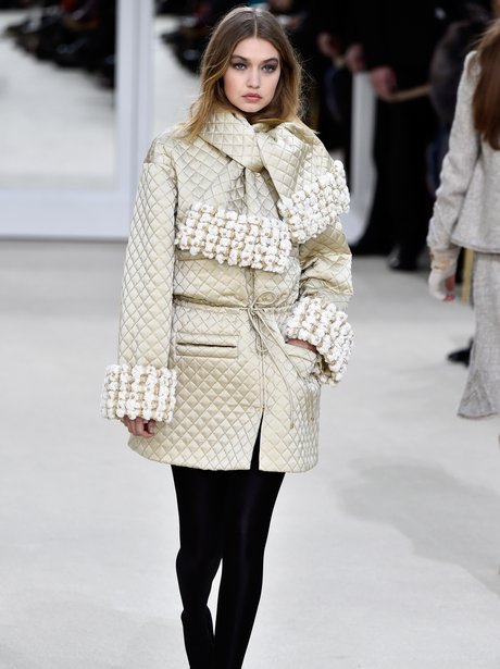 Gigi Hadid on the Chanel catwalk during PFW