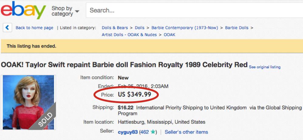 Guy Selling Taylor Swift Doll On eBay