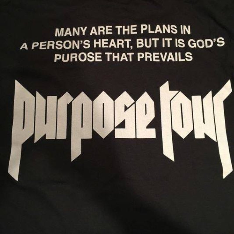 Justin Bieber S Purpose Merch Has A Spelling Error Which He Didn T Do On Purose Capital