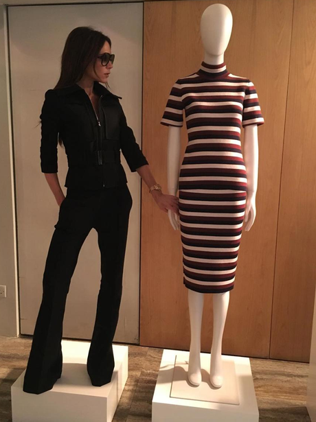 Victoria Beckham poses as a mannequin