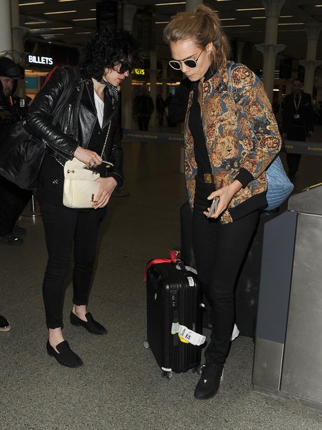 Cara Delevingne with St Vincent en route to Paris