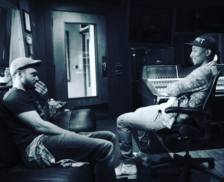 Justin Timberlake in the studio with Pharrell