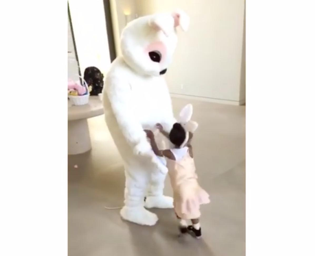 Kanye West dresses up as Easter bunny for North an