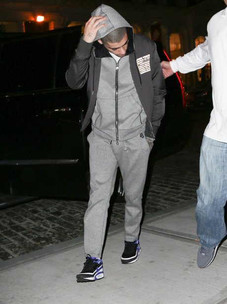 Zayn Malik sporting a chilled grey tracksuit in Br