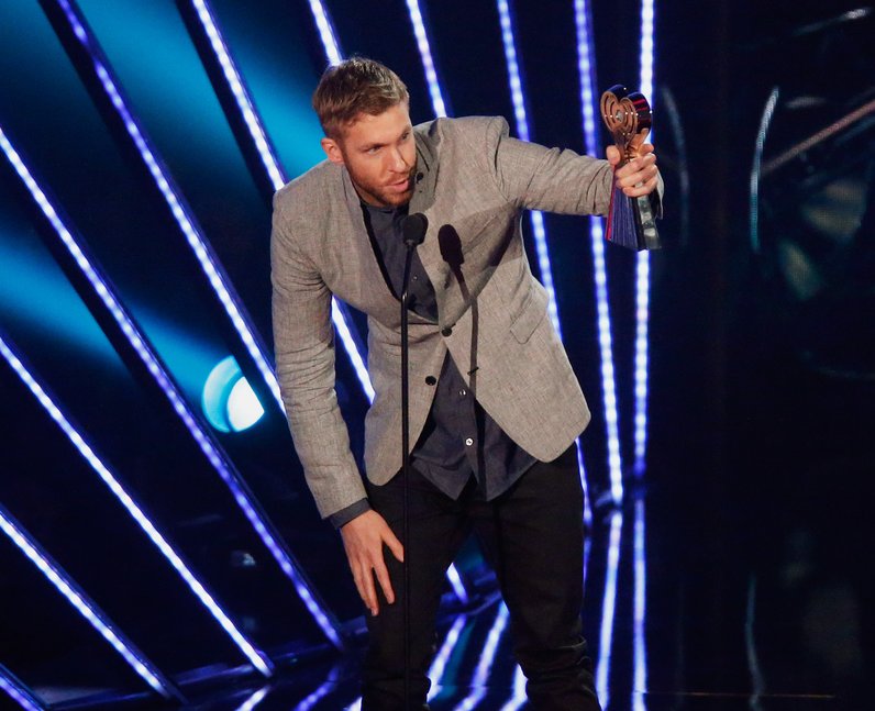 Calvin Harris on stage at iHeart Radio Awards