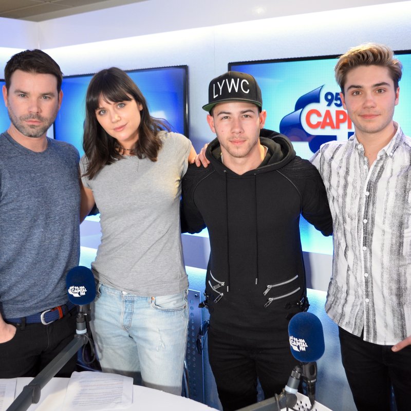 Nick Jonas, Dave Berry, George Shelley and Lilah Parsons on Capital Breakfast