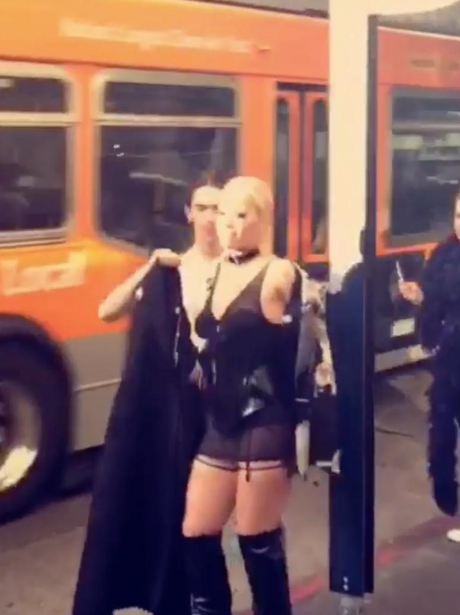 Rita Ora on set of photoshoot in downtown LA