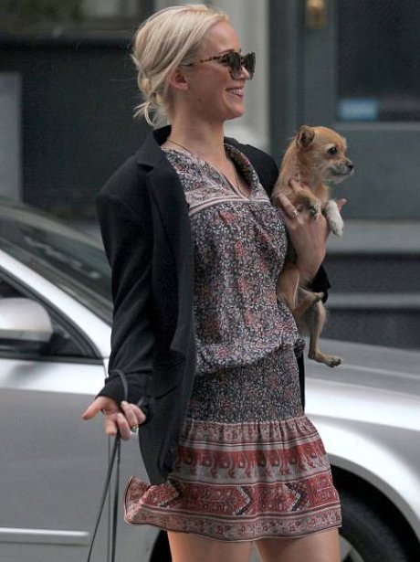 Jennifer Lawrence looks super happy as she chills
