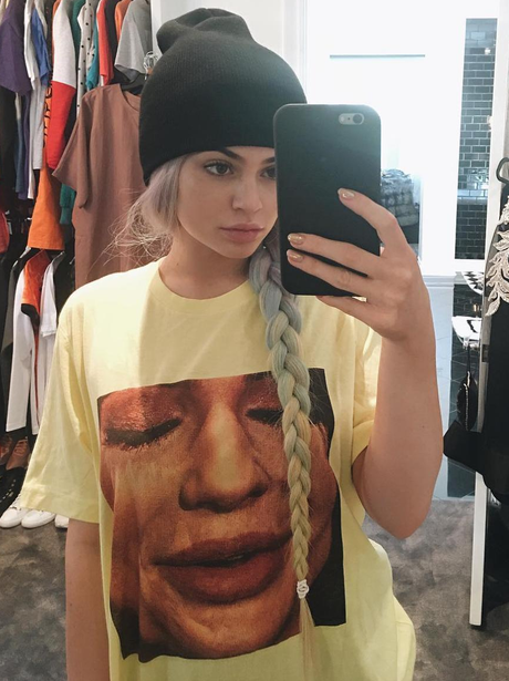 Kylie Jenner wears a top with her face on it