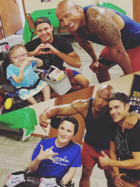 Zac Efron and The Rock head to a children's hospit
