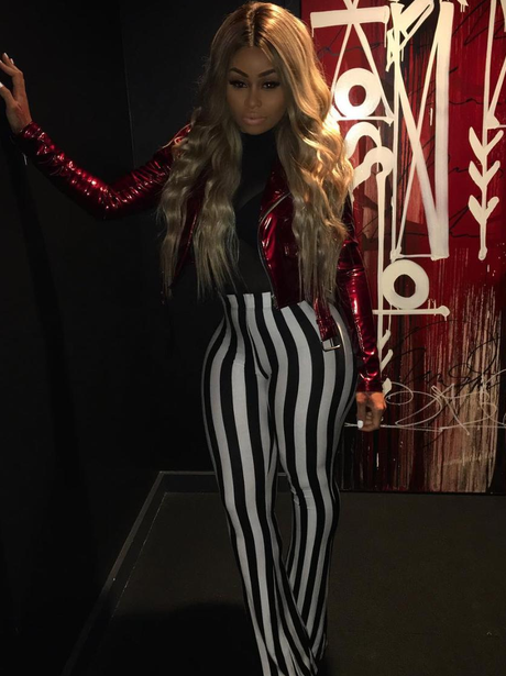 Blac Chyna in striped flared jeans