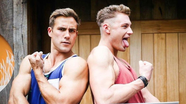 Aaron and Scotty T on set of Neighbours