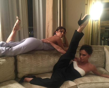 Victoria Beckham and Eva Longoria flash their legs
