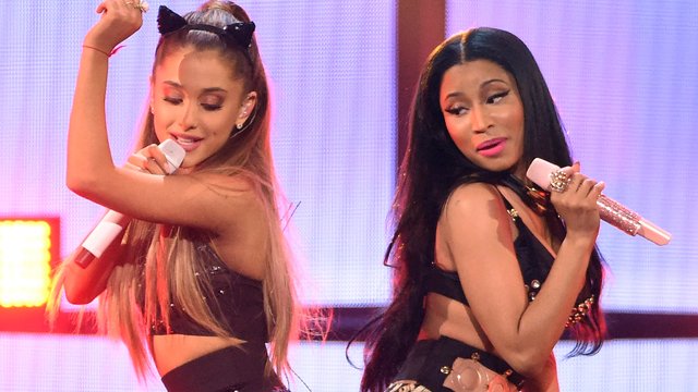Ariana Grande and Nicki Minaj on stage together